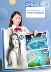 SYGA A3 Children's 90 Pages Diamond Painting Storage Book,Diamond Painting Portfolio Award Collection Album Painting Art Work Storage Bag Drawing Paper Folder(A3+A4* can hold 180 sheets Blue)
