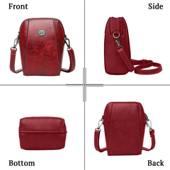 SYGA Women's Soft Leather Crossbody Mini Small Bag Fashion Vertical Style Small Mobile Phone Bag(Wine Red)