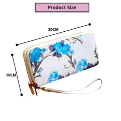 MOMISY Women's PU Leather Clutch Purse, Party Wedding Wallet with Zipper (Blue)