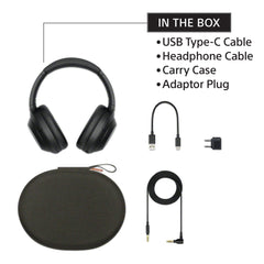 Sony WH-1000XM4 Industry Leading Wireless Noise Cancellation Bluetooth Over Ear Headphones with Mic for Phone Calls, 30 Hours Battery Life, Quick Charge, AUX, Touch Control and Voice Control - Black