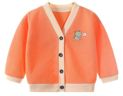 MOMISY Cotton Blend Baby Boy & Girls Sweater Jacket Front Open Cardigan (6 to 12 Months, Orange)