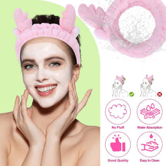 MOMISY Elastic Lovely Hair Band, Washable Facial Band, Makeup Wrap Headbands for Women (PInk, Medium)