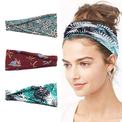 MOMISY 3Pcs Headbands for Women Yoga Running Sports Workout Hiking Hairband Elastic Non Slip Sweat for Girls- White Garden, Maroon, Turqouise