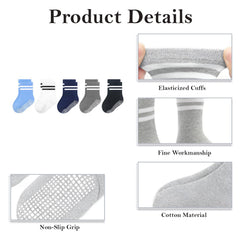 MOMISY Baby Girl Boys children Non Slip Socks Toddlers Infant Warm Cotton Stretch Anti skid Socks-6 Pairs (IN, Age, 12 Months, 3 Years, AS-2Stripe-Boys)