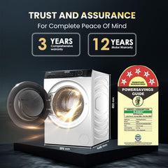 Haier 8 kg 5 Star Powered by AI-DBT with PuriSteam, 525mm Super Drum Fully Automatic Front Load Washing Machine (HW80-IM12929C, Inverter Motor with In-Built Heater, White)