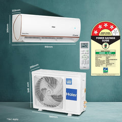 Haier 1.5 Ton 4 Star AI Climate Control Smart Split AC (5250 Watts, Copper, Wi-Fi, 4-Way Swing, Triple Inverter, 7 in 1, Frost Self Clean, HD Filter, Cools at 60°C - HSU18K-PYAIR4BN-INV, White)