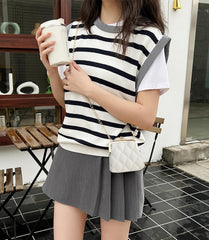 SYGA Sweet Lipstick Bag For Girls & Women Small Bag, Makeup Storage Bag With Rhombus Chain (White)