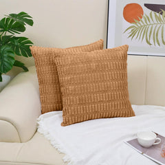 MOMISY Corduroy Cushion Throw Pillow Covers Pink 45 x 45cm, 18x18 inch (Khaki, 5)