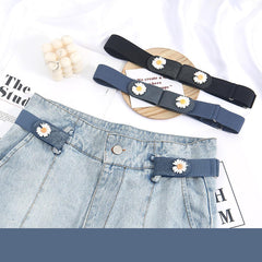 SYGA Jeans Belt Elastic Women's Punch-Free Decoration Flower buckle Style Lazy Belt