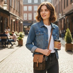 MOMISY Women’s Mini Crossbody Sling Bag | PVC Leather Mobile Phone Shoulder Bag with Magnetic Buckle & Adjustable Strap – Brown