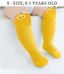 SYGA Baby Socks Boneless Over-The-Knee Thigh Socks Anti-Mosquito Long-Leg Walking Knitted Socks Suitable For 0-1 Years Old (White Elephant, Size S)