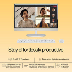 HP All-in-One Desktop 24 PC, AMD Ryzen 5 7520U, 16 GB LPDDR5, 512GB SSD, 60.5 cm (23.8"), Dual 2W Speakers,Windows 11,MSO, Shell White, 5.27 kg, 24-cr0025in