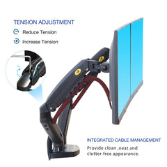 TECVITY - F160 17" to 30" Gas-Strut Dual Monitor Desk Mount Arm 17" - 30" up to 9 Kg per Arm