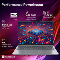 Lenovo ThinkBook 16, AMD Ryzen 7 7735HS, 16GB RAM, 512GB SSD, WUXGA IPS 16", Windows 11 Home, 1.7kg, 21MWA0AUIN, Backlit Keyboard, Fingerprint, 300 Nits, 1Y Warranty, Aluminium Top Laptop