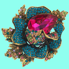 SYGA Brooch Pin Fashion Crystal Rhinestone Jewellery Pin Vintage Accessories Decoration Clothing Bouquet Brooches for Bridal Women Girl (BLUE-ROSE-PINK)