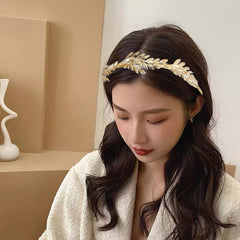 SYGA Girls & Women's Hair Bands with Adjustable Metal Band, Perfect for Parties and Weddings(Leaves-01)