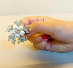 SYGA Brooch 5 Pearl Fashion Crystal Rhinestone Jewellery Pin Vintage Accessories Decoration Clothing Brooches for Women Girl - 5 Pearl Leaf