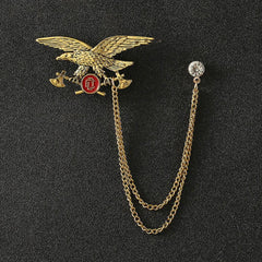 SYGA Men's & Women Suit Shirt Stud Lapel Pin Chain Tassel Brooch Pin with Crystal Chain(Gold)