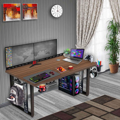 Xtreme M1-Gaming, Work & Study Desk. Large for PC, Dual Monitors, iMac, and Laptops. Metal & Engineered Wood. Black Stand 4 Feet (M1B4_Gaming_American Walnut)