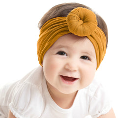 SYGA Pack Of 2 Baby Headbands Soft Cotton Strechable Turban Hairbands For Newborn Infant Toddlers Kids 0-3 Years (Pink-Grey)