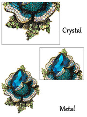 SYGA Brooch Pin Fashion Crystal Rhinestone Jewellery Pin Vintage Accessories Decoration Clothing Bouquet Brooches for Bridal Women Girl (BLUE-ROSE-BLUE)