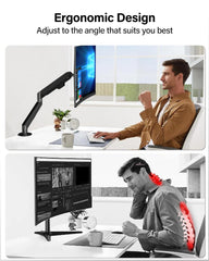 HEYMIX LIFE Single Monitor Arm, Ergonomic Monitor Stand VESA Mount, Computer Screen Arm Gas Spring, VESA Arm, Monitor Mount & 2 Grommet Mounting Base For 13-32'' 2-9 Kgs Sceens