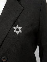 SYGA Brooch Pin Fashion Crystal Rhinestone Jewellery Pin Vintage Clothing Accessories Decoration Diamond-Filled Six-Pointed Star Silver Brooches For Men's - S91