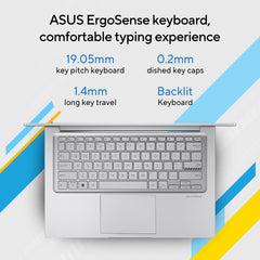 ASUS Vivobook 14, Intel Core i3 13th Gen 1315U, 8GB RAM, 512GB SSD, FHD 14", Windows 11, Office Home 2024, Cool Silver, 1.40kg, X1404VA-NK761WS, Intel UHD, M365 Basic (1Year)*, Backlit Keyboard Laptop