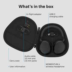 Sennheiser Momentum 4 Wireless Over Ear Headphones, German Design, ANC, 60h Battery, Customizable Sound, 4 Digital Mics for Crystal-Clear Calls, Multipoint Connectivity, 2 Yr Warranty, Black-Copper