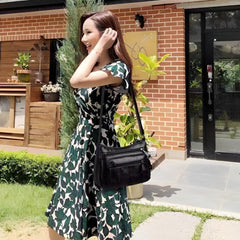 SYGA PU Leather Crossbody Bag for Women, Multi-Pocket Handbag (Black)