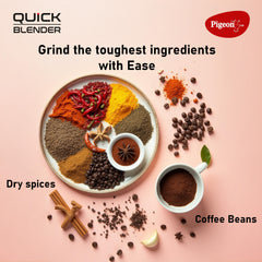 Pigeon By Stovekraft Quick Blend | Grinder Juicer Blender Smoothie Maker All-in-1 Machine | 400 Watt | 3 Jars 500ml,Dry Grind 300ml,1 Sipper, 1 Strainer lid, 2 Cap |2 Blades|1 Year Warranty