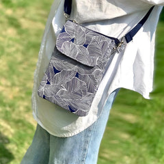MOMISY Content generated Canvas Mobile Bag Cellphone Sling Card Holder Wallet Handbag, Crossbody Multi-function Shoulder Bag for Girls (Blue)