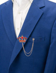 SYGA Men's & Women Suit Shirt Stud Lapel Pin Chain Tassel Brooch Pin with Crystal Chain(Golden Red Diamond)