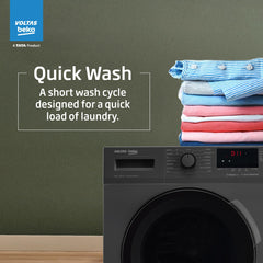 Voltas Beko, A Tata Product 7 Kg 5 Star Inverter Quick wash Fully-Automatic Front Loading Washing Machine (WFL7012B7JVBKA/AXV, Anthracite, In buit Heater/Hygiene steam)