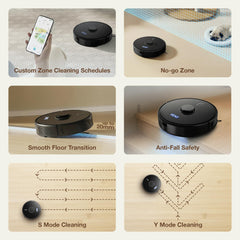 KENT RoboKlean R1 Black 2-in-1 AI Robotic Vacuum Cleaner & Mop, 8500Pa Suction, 5200mAh Battery, 3D Mapping, Laser Navigation, Wet & Dry Cleaning, 260 Minutes Run-Time, Floor & Carpet, Anti Fall