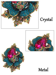 SYGA Brooch Pin Fashion Crystal Rhinestone Jewellery Pin Vintage Accessories Decoration Clothing Bouquet Brooches for Bridal Women Girl (BLUE-ROSE-PINK)