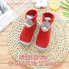 MOMISY Baby Socks Animal Themed, Funny Cartoon Printed Cotton Socks with Shoes - Soft, Non-Slip, and Comfortable Size 12-18M(RedShark-22-23)