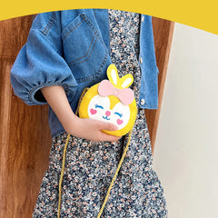 SYGA Children Rabbit & Bow Sling Messenger Bag Coin Bag Cartoon Backpack PU Leather Kitten Handbag for Toddlers Kids (Black)