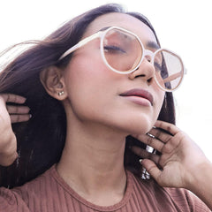 SYGA Retro White Sunglasses For Women, High-End Summer Anti-UV Fashion Square Frame Sunglasses (Beige)
