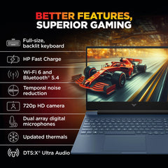 HP Victus, AMD Ryzen 7 7445HS, 6GB RTX 4050, 16GB DDR5(Upgradeable) 512GB SSD, 144Hz, IPS, 300nits, FHD, 15.6''/39.6cm, Win11, M365* Office24, Blue, 2.29kg, fb3118AX, Backlit, DTS Audio, Gaming Laptop