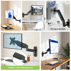 BIJASANI Heavy Duty Wall Mounted Stand for Desk, Load Capacity of 10 Kg, Gas Spring Monitor Arm Desk Mount Stand for Trading Setup at Home (Wall Mount Monitor ARM)