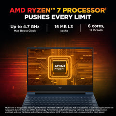 HP Victus, AMD Ryzen 7 7445HS, 6GB RTX 4050, 16GB DDR5(Upgradeable) 512GB SSD, 144Hz, IPS, 300nits, FHD, 15.6''/39.6cm, Win11, M365* Office24, Blue, 2.29kg, fb3118AX, Backlit, DTS Audio, Gaming Laptop