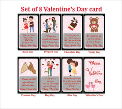 SYGA Set of 8 Story Love Romantic Valentine Cards - Valentine Week Gift for Your Loved one