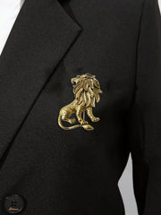 SYGA Men's Lion Brooch Pin with Golden Finish, Decorative Fastening for Clothing