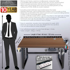 Xtreme M1-Gaming, Work & Study Desk. Large for PC, Dual Monitors, iMac, and Laptops. Metal & Engineered Wood. Black Stand 4 Feet (M1B4_Gaming_American Walnut)