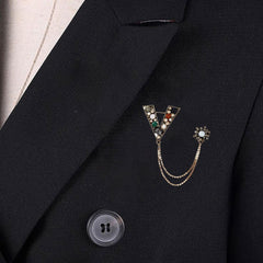 SYGA Men's & Women Diamond Brooch/Lapel Pin Tassel Brooch Pin with Crystal Chain(Multicolor)