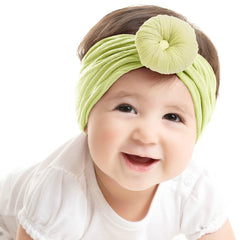 SYGA Pack Of 2 Baby Headbands Soft Cotton Strechable Turban Hairbands For Newborn Infant Toddlers Kids 0-3 Years (Pink-Grey)