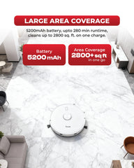 TIRON TRV 30S Robot Vacuum Cleaner, Advanced Self-Empty Station, 10000 Pa Suction, 5200 mAh, Advanced Spin Mop & LIDAR Navigation, Edge Cleaning, Obstacle Climbing, Designed for Indian Homes