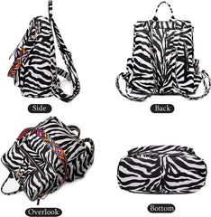 MOMISY Backpack Purse Women Vintage Multipurpose Rucksack Design handbag and Shoulder Bag PU Leather Travel Daypack Waterproof Ladies Girls College School- White Zebra