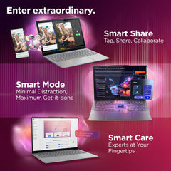 Lenovo Yoga Slim 7 (Smartchoice) Aura Edition Intel Core Ultra 5 226V,Copilot+ AI PC(16GB RAM/1TB SSD/14(35.5cm)/WUXGA OLED/40 Tops/Windows 11/Office Home 2024/Grey/1.19Kg), 83JX005FIN AI Laptop